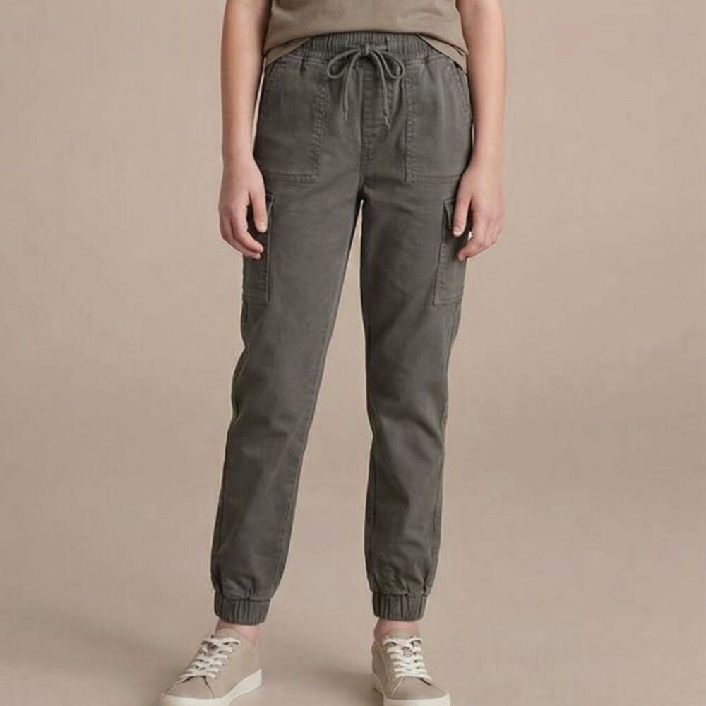 sz 10/12 - Teen Girls Olive Green Cargo Style Cotton Jogger Pants by Telepatia